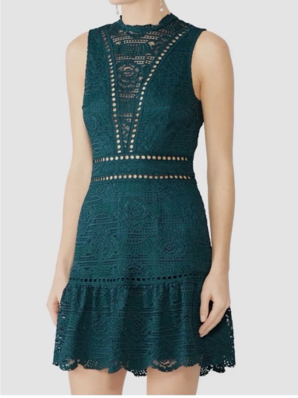 NWT SAYLOR Rosemary Lace Sleeveless Fit & Flare Dress in Emerald Size Medium